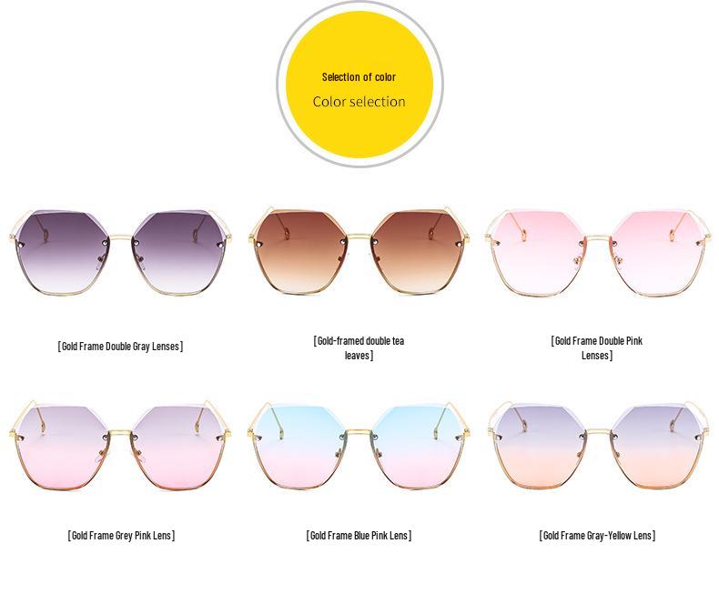 Trendy Frameless Women's Sunglasses - European & American Style, UV Protection, Round Face, Fashionable Driving Glasses