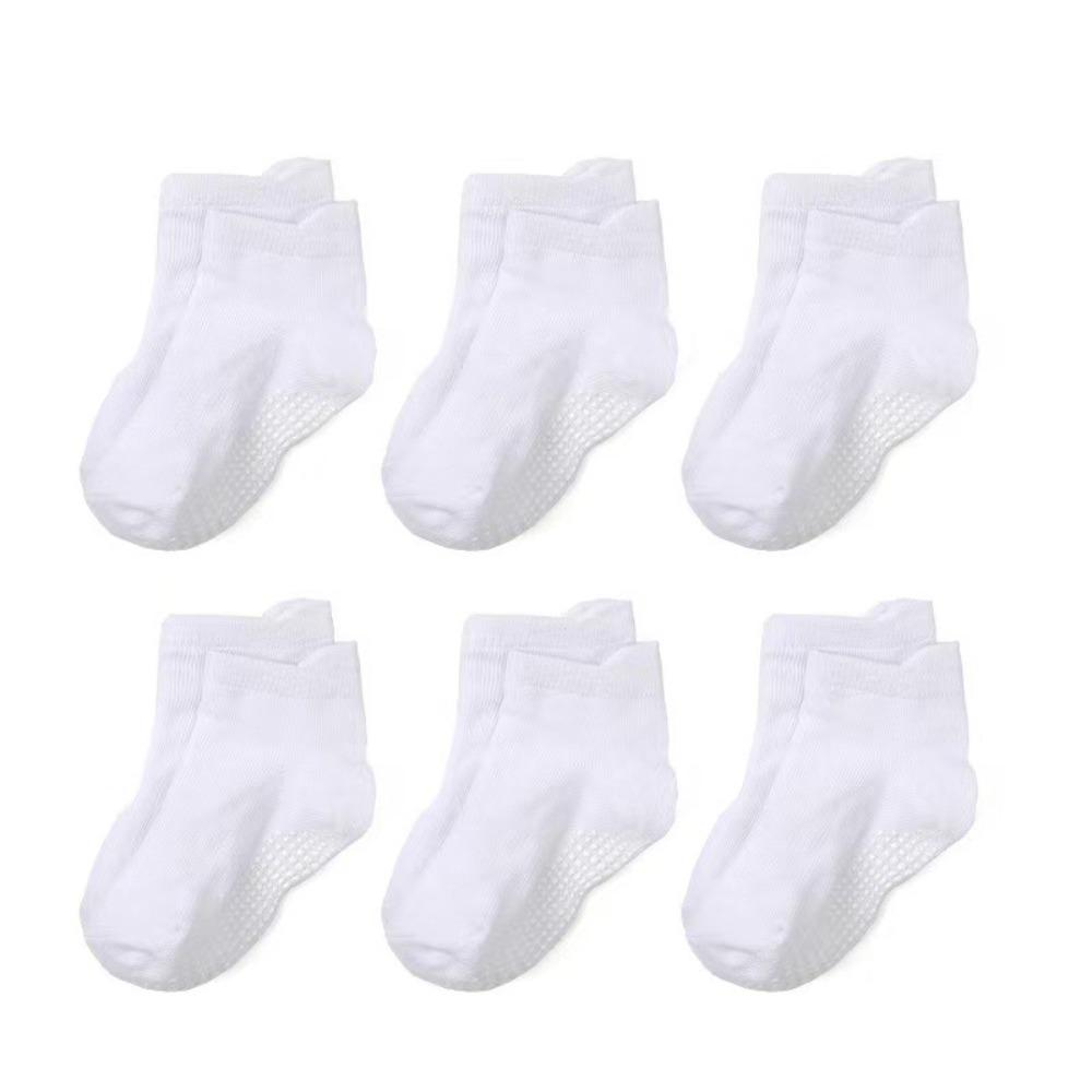 6Pairs Cotton Baby Solid Socks Non-slip Toddle Walking Socks Cute Kids Tube Sock  First Walkers