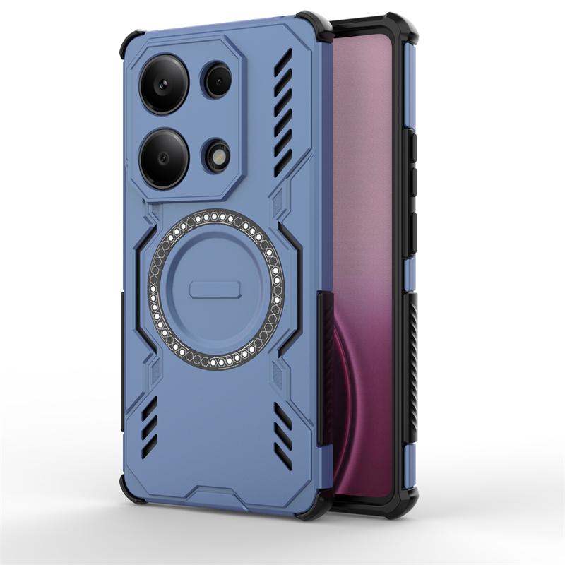 Armor Case For Xiaomi Poco M6 Pro 4G Magnetic Adsorption Wireless Charge Cover For Poco M6 Pro 4G Case For Poco M6 Pro 4G Case