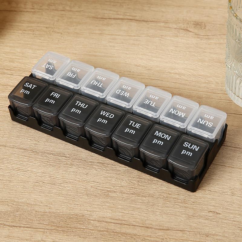 New Hot Weekly Large 14 Grids Pill Case Box Removable Storage Box for 7 Days A Week, Pill Dispenser, Medicine,Vitamins,fish Oils