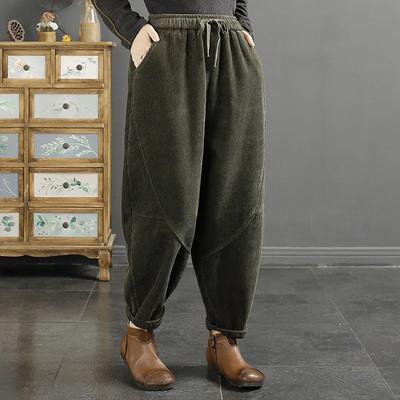 Autumn Winter Women Corduroy Baggy Harem Pants Casual High Waist Warm Women Pantalones Vintage Ankle-length Jogger Trousers