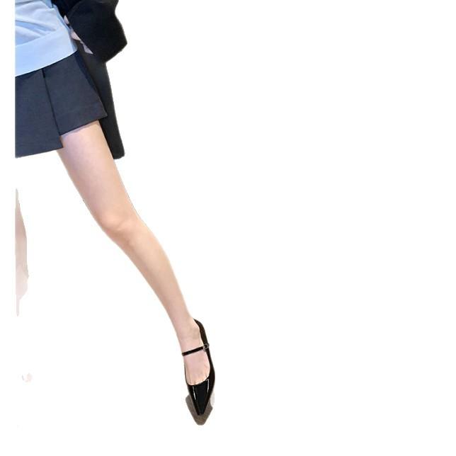 2025 New Pointed Temperament High Heels Women's Pointed Patent Leather Single Shoes with Buckle Light Mouth Mary Jane Shoes