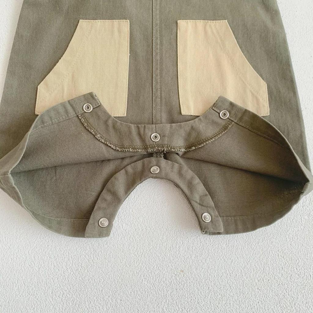 Korean-Style Baby Overalls: Unisex Infant Shorts with Pockets and Suspenders