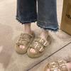Fashion Thick-soled Women's Plush Warm Cotton Slipper Fall/winter Fashion Square Buckle Decorative Non-slip Casual Slipper Zapatos Mujer