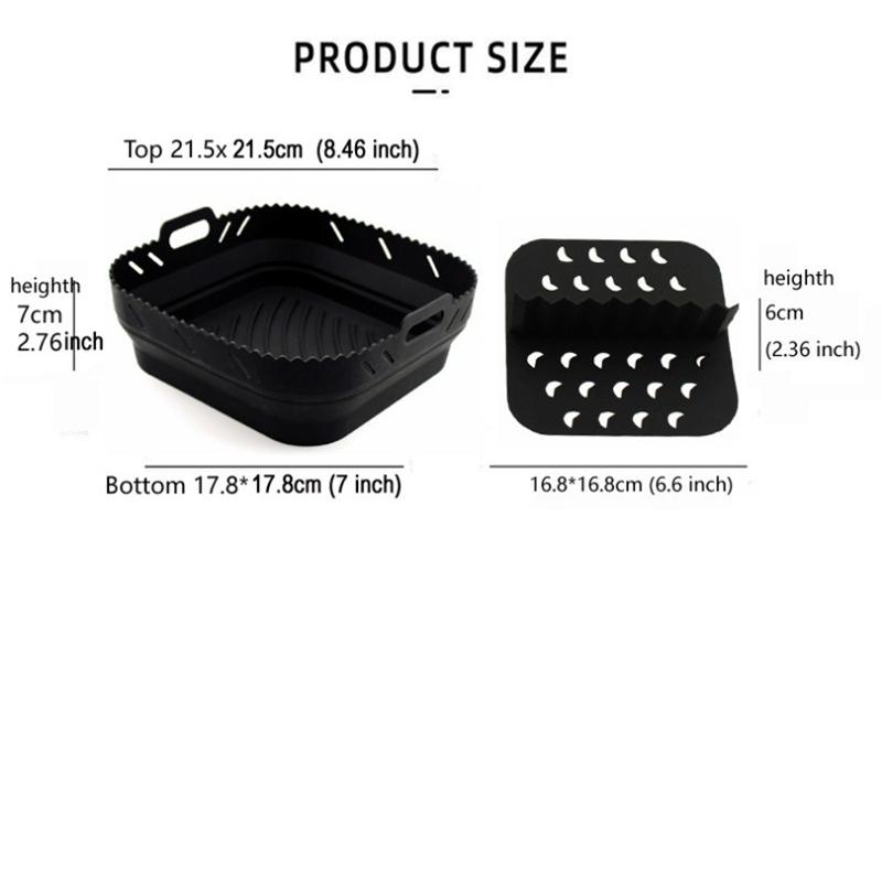 1Set Air Fryer Silicone Basket Plate Square Reusable Air Fryer Cooking Accessories Foldable 20cm/22cm Airfryer Tool Baking Molds