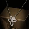 925 silver Ladies White Gold Filled Dazzling Cubic Zircon Flower Pendant Necklaces for Women Bridal Wedding Jewelry