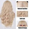 MISS WIG Women Long Wavy Wig with Bangs Synthetic Fiber Light Blonde Daily Wear Long Water Wave Wig Black Brown Ombre Color