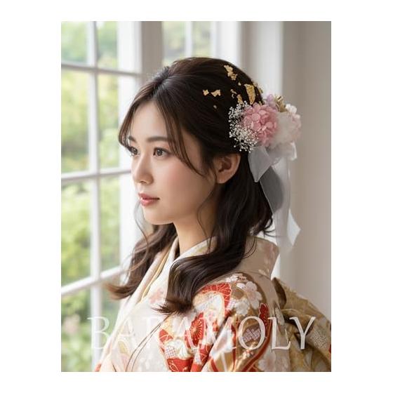 Baramoly Hair Accessory, Ribbon, for Coming-of-Age Ceremony, Graduation, Wedding, Japanese Kimono, Furisode, Hakama, Dress, Yukata, Pre-wedding
