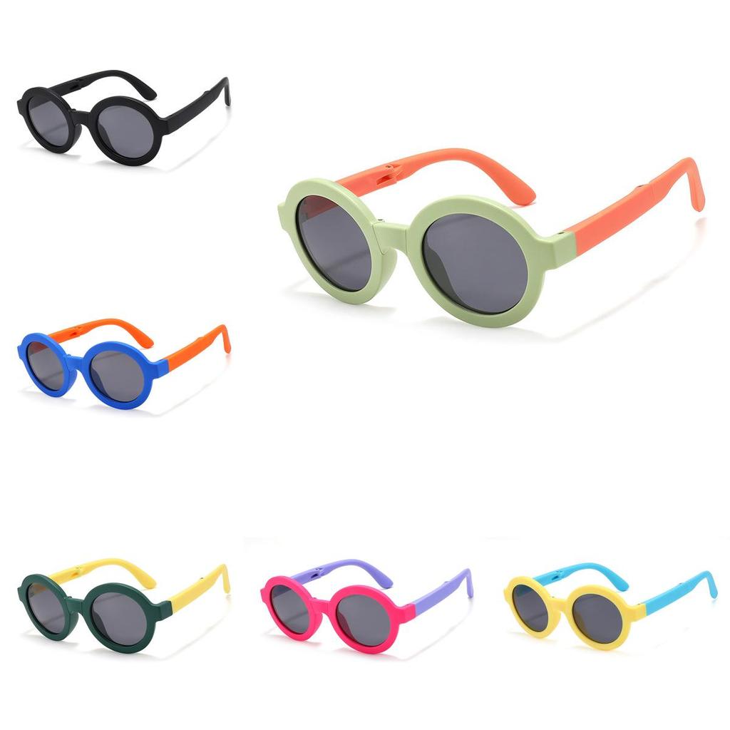Childrens Sunglasses Foldable Round Frame Summer Outdoor Sun Protection Uv