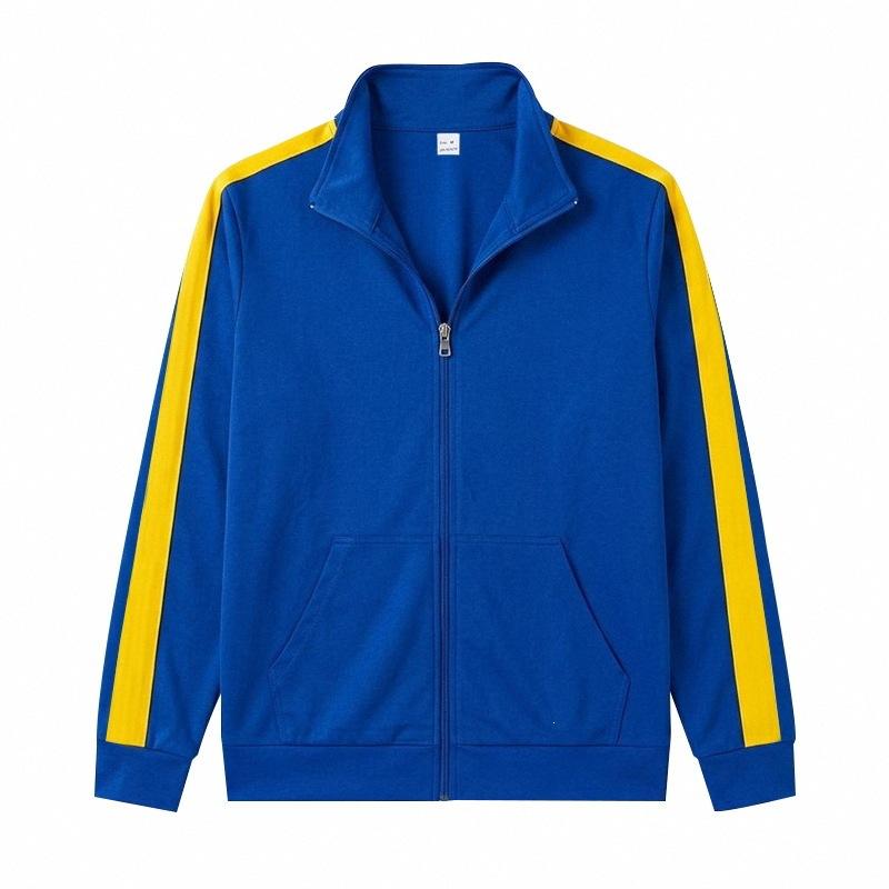Men S Loose Fit Zip Up Stand Collar Color Block Casual Sweatshirt S синий