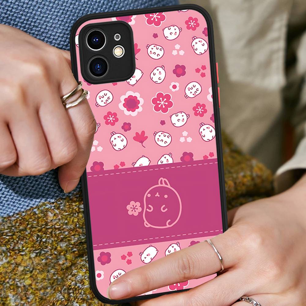 Cartoon Cute M-Molang For IPhone 16 15 14 Plus 13 12 11 Pro Max X XS MAX Translucent Matte Shockproof Cover