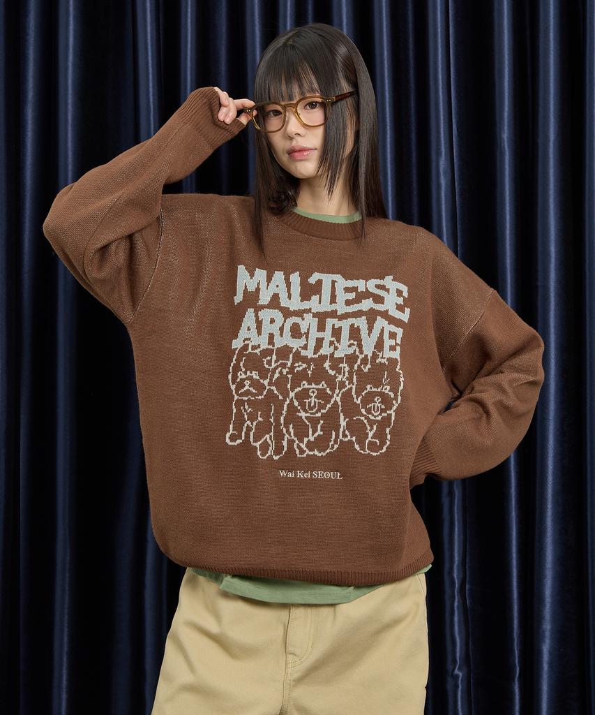 WAIKEI Maltese Archive Line Graphic Knit Ver.2 Brown