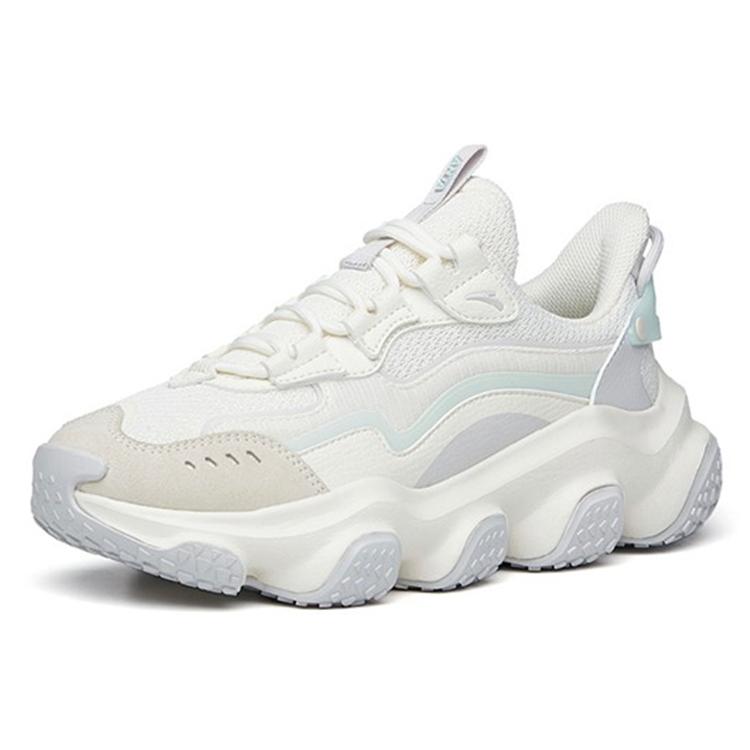 New Anta Life Collection Continent White 2.0 Cushioned Slip Resistant Low Top Chunky Sneakers Women's White Gray Green 922218883-1