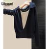 Sisbay Colorblock Faux Two-Piece Lapel Knit Top