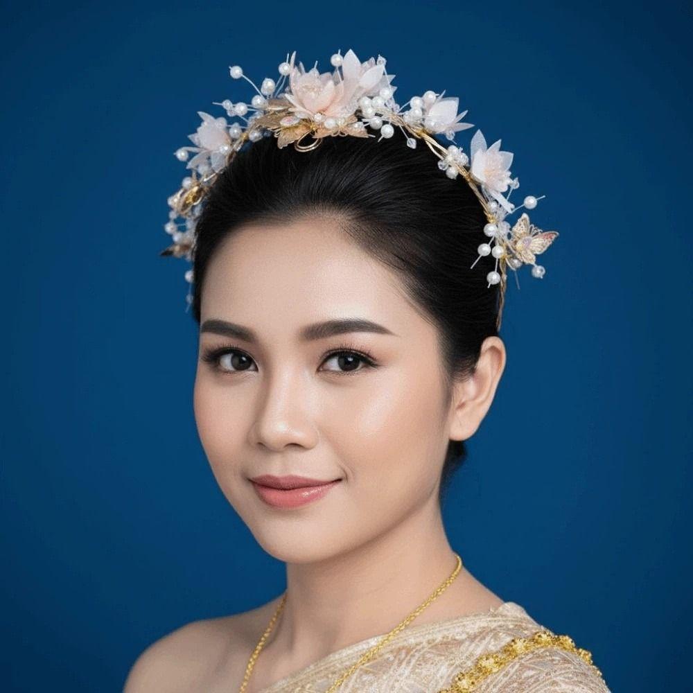 Elegant Pink Floral Crown Vintage Princess Rhinestone Tiara  Photography Props