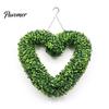 Lazy Friendly Plant Decor Artificial Heart Wreath Fake Green for Wall Door No Watering Window Indoor Outdoor Use Care Required Realistic Hanging