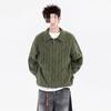 Men's American Casual Half-Zip Cable Knit Sweater - Loose Fit, Versatile Old Money Style