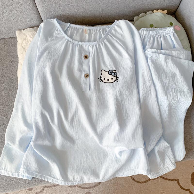 Women's Cloud Cotton Crew Neck Pajamas: Long Sleeve Pants Set for Autumn/Winter 2025