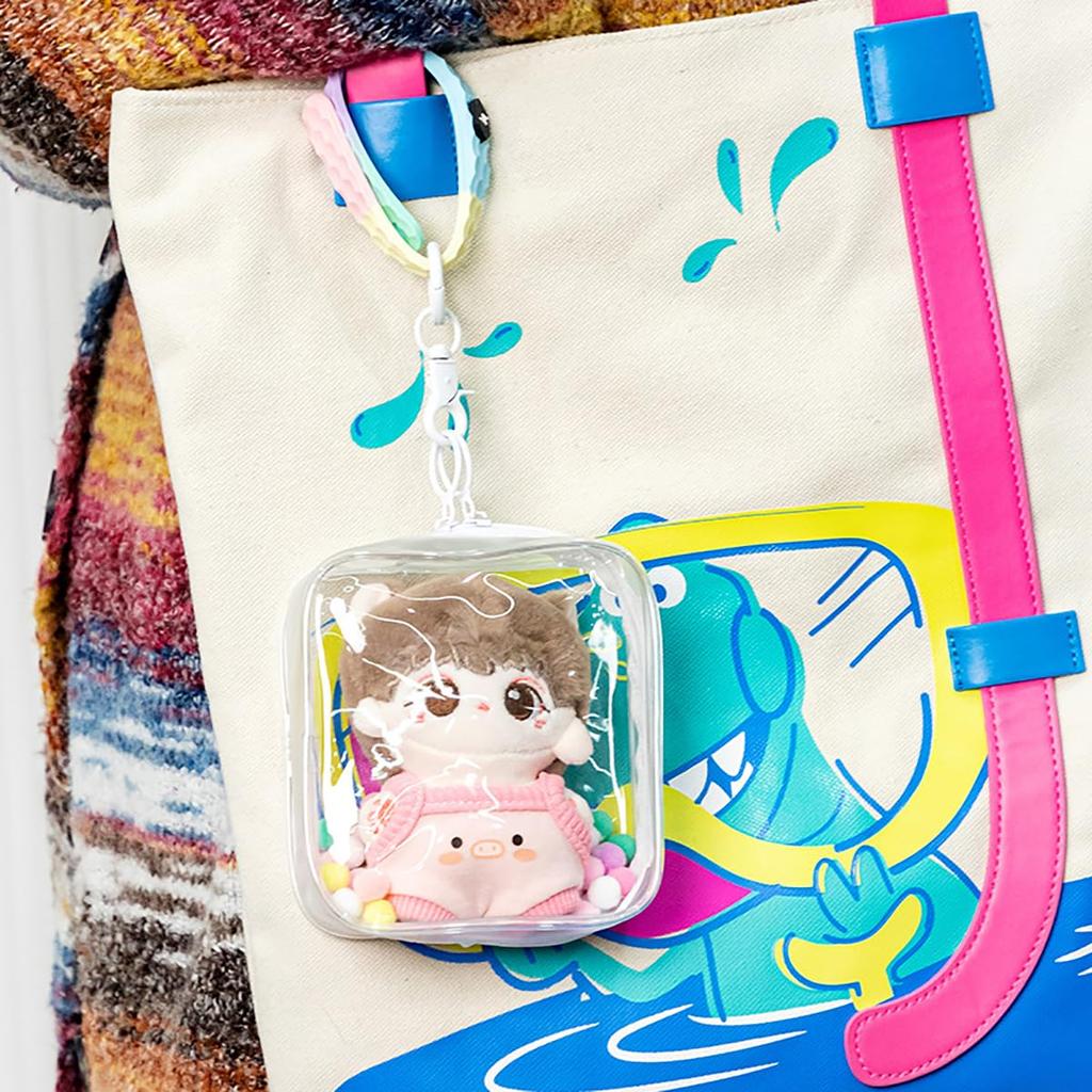 Ita Bag Plush Fits and 20cm Perfect for Oshikatsu Plush Fully Transparent PVC Case with Waterproof and Dustproof Zipper Includes Ball and Keychain