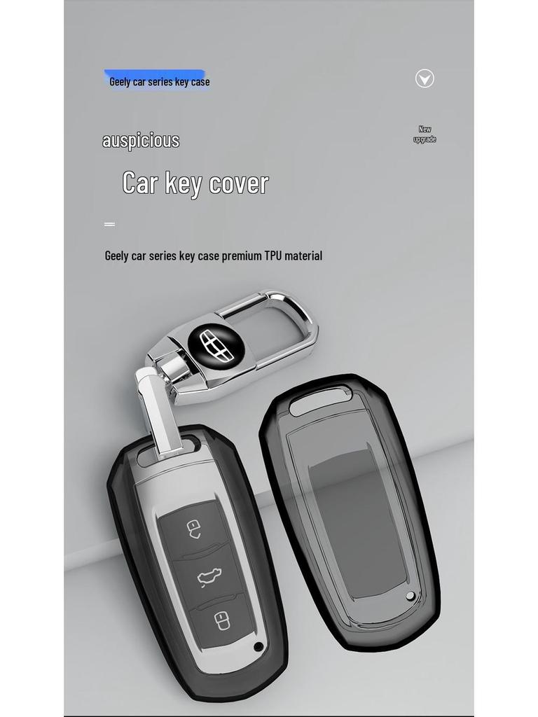 Pouzdro na klíč Geely pro Boyue, Binrui, Xingrui, Geometry E, Emgrand, Icon, Vision, Xingyue L - Průhledný obal s přezkou