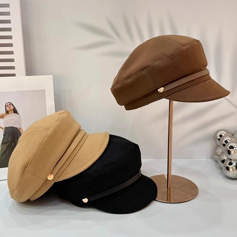 Autumn and winter Maillard hood Children's woolen cap Versatile octagonal hat Beret cloud Premium sense