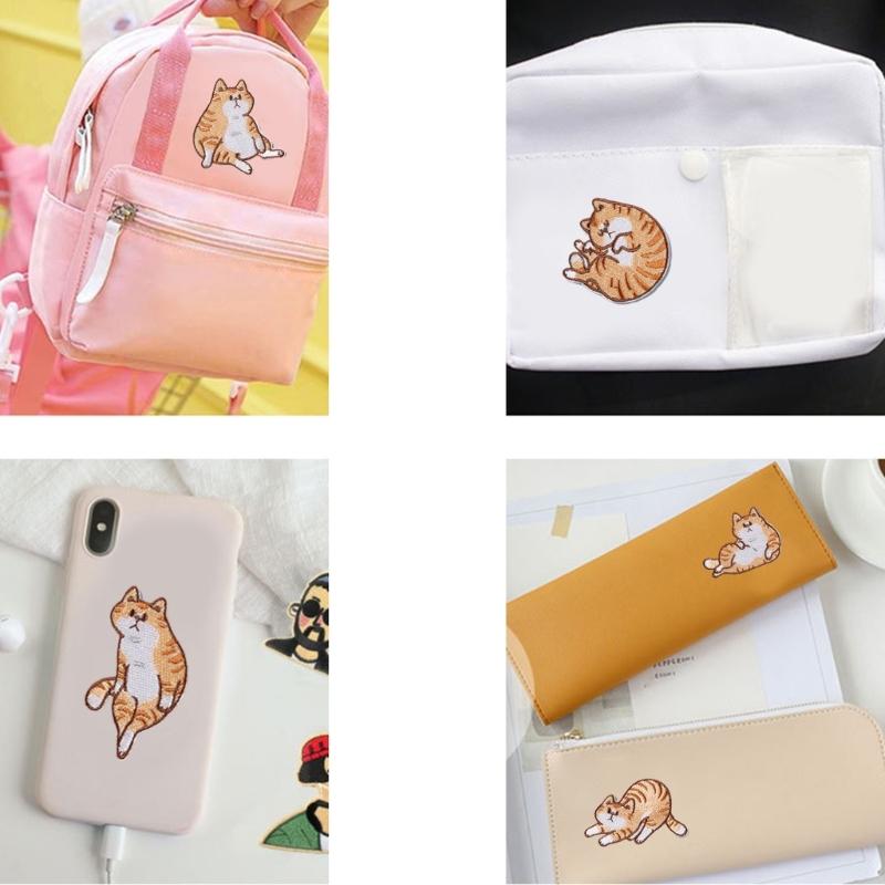 6 Pcs Cartoon Cats Embroidered Patches Iron on Patches Animal Repair Patches Kitten Sewing on Patches for Clothes Bag