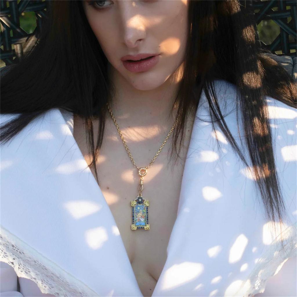 Bohemian Style, Generous Card, Tarot Card Necklace, Women's Sun, Moon, Demon's Eye Necklace, Gold-plated and Color Preserved