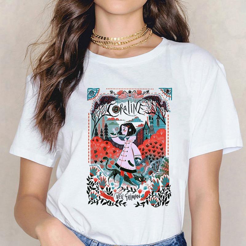 Maglietta Horror di Moda Bambola Coraline Sogni Maglietta Y2k Donna Vintage Gotica Magliette Grafiche di Halloween Abbigliamento