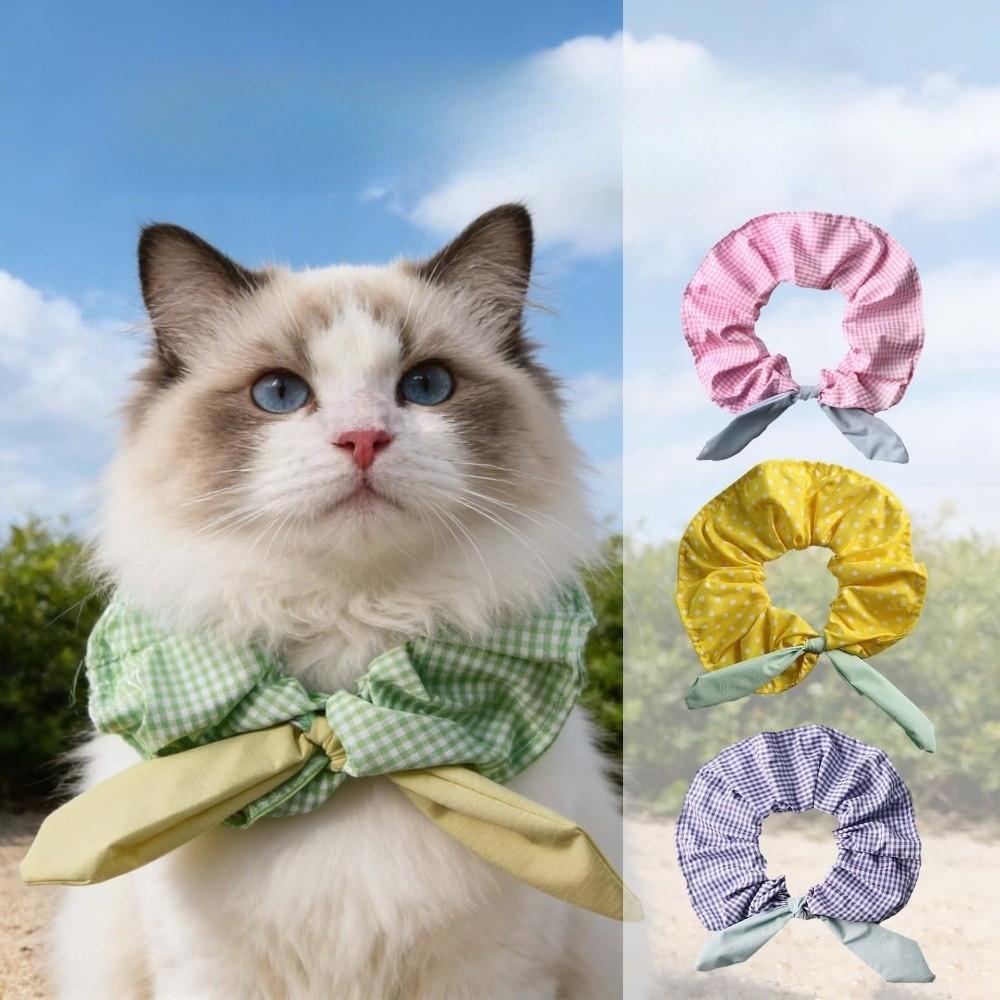Comfortable Dog Collar Plaid Pattern Cat Bow Tie Pet Accessories Pet Cat Scarf  Take Photos