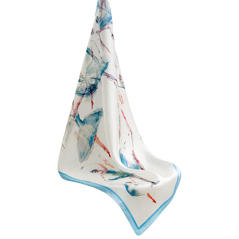 53Cm refreshing and skin-friendly 100% mulberry silk  small square scarf women's thin silk scarf neck advanced sense