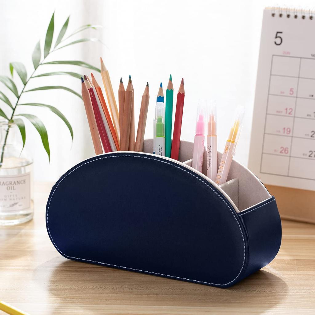 Stylish, Waterproof, Multi-functional Remote Control Rack with PU Leather, 5 Compartments, and a Multi-functional Remote Control Stand. Ideal for