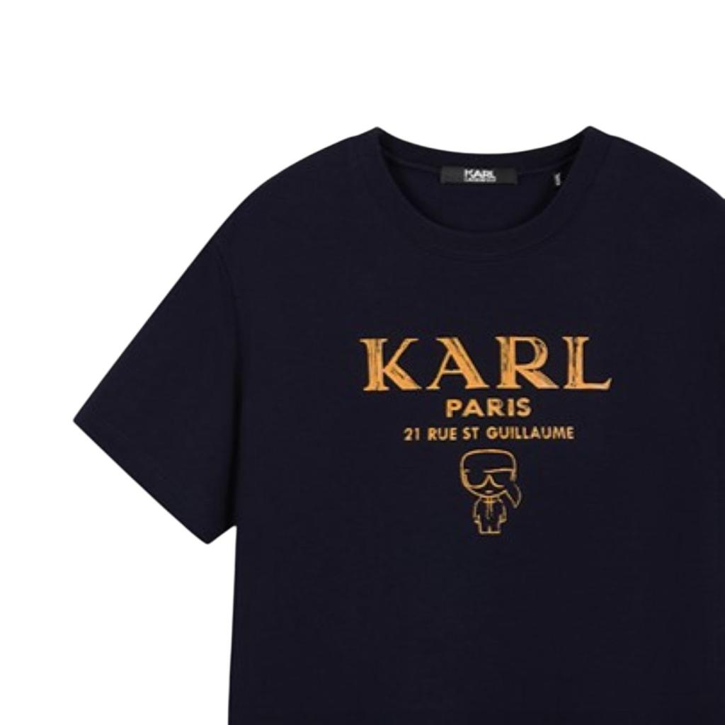 Karl Lagerfeld T-Shirts Unisex Navy Blue Crew Neck Moderate Straight Fit M22X1725315