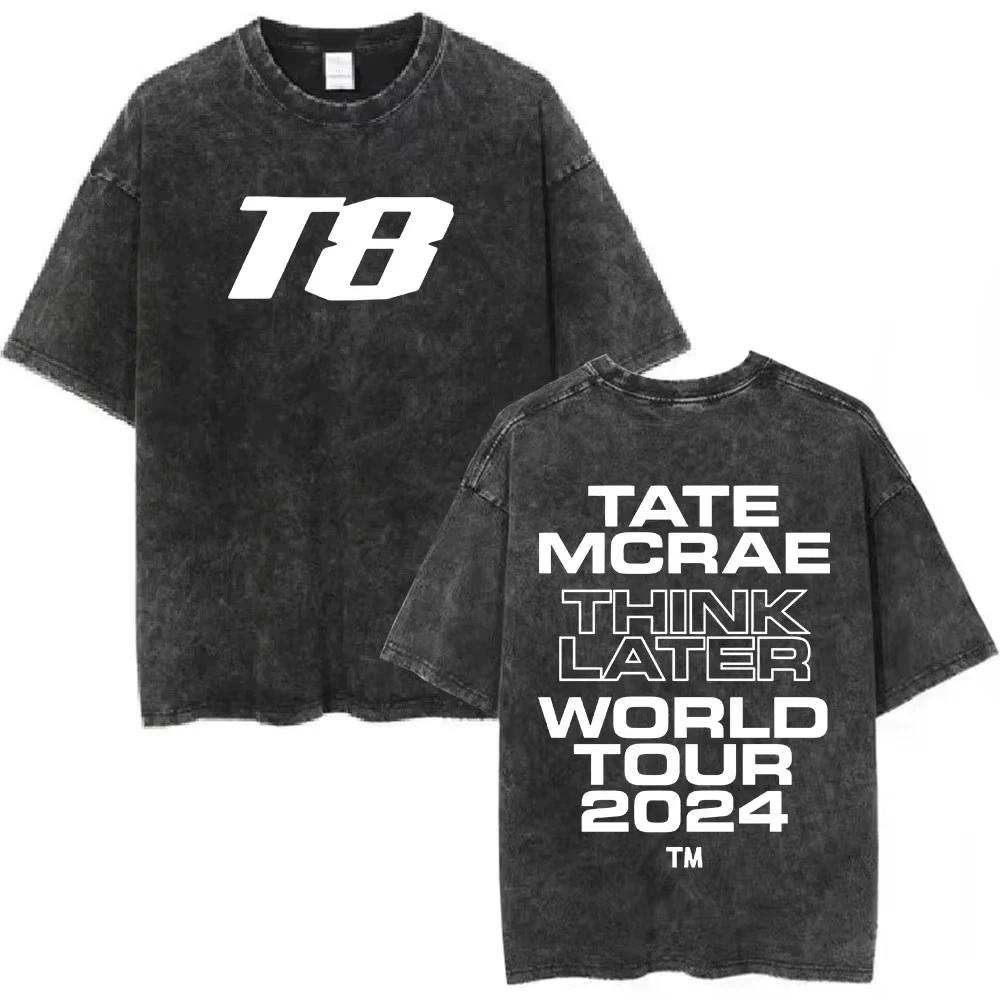 Tate McRae Graphic T Shirt Washed Black Y2K Streetwear Unisex Tee S-XXL S