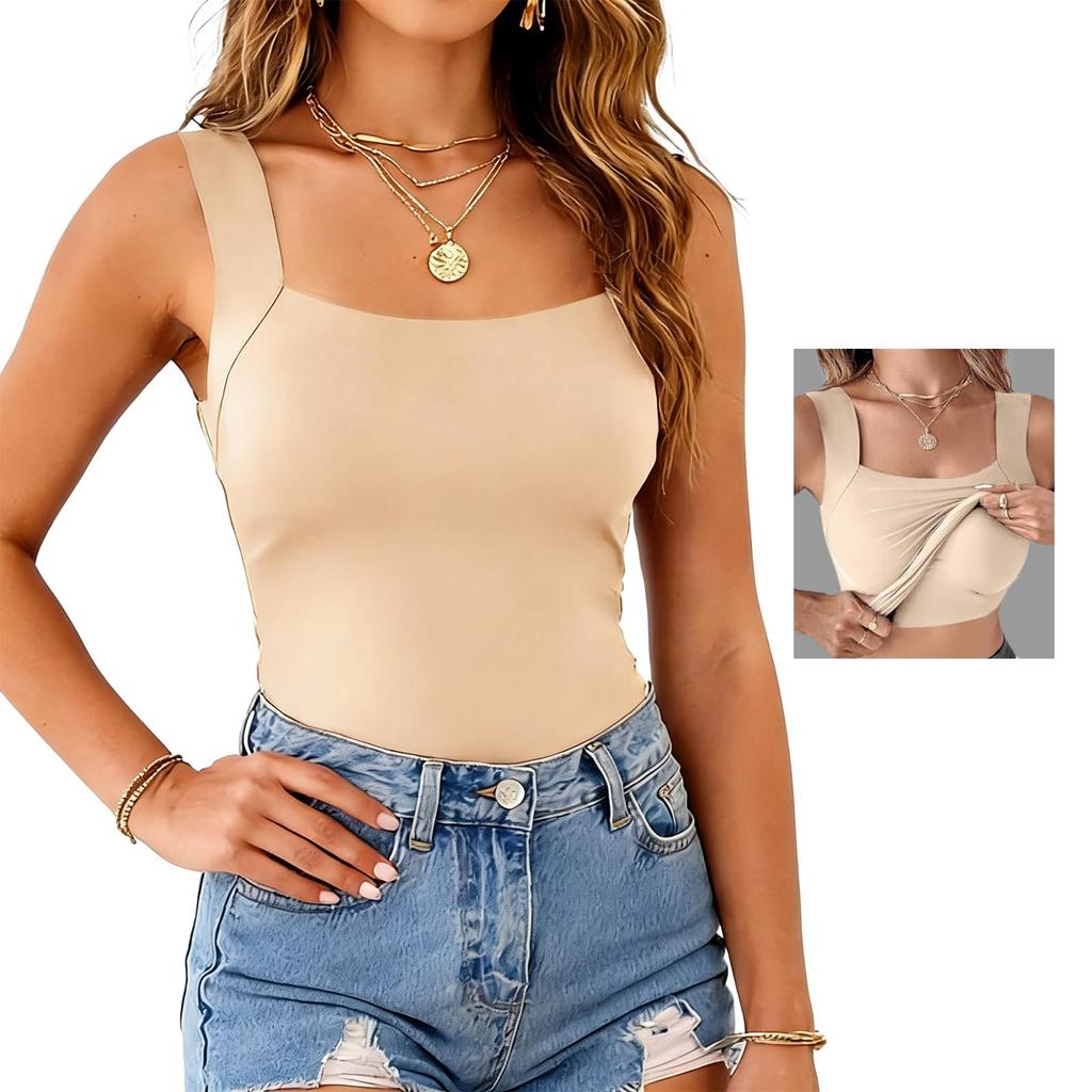 Women's Comfortable High-Stretch U-Neck Shaping Tank Top With Built-in Pads
