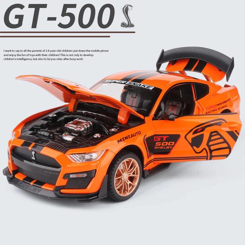 1:32 Ford Mustang Shelby GT500 Alloy Sports Car Model Diecast Metal Car Model Simulation Sound and Light Collection Kid Toy Gift