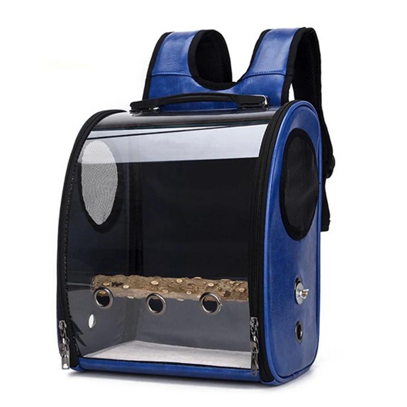 Breathable Backpack Pet Bag Outdoor Parrot Backpack Portable Transparent Bird Transport Bag Travel Luxury Large Space Double Zipper Pet Supplies