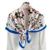 Flower fashion spring and summer travel shawl 91cm sun protection simple commuting scarf large square scarf silk scarf velvet twill