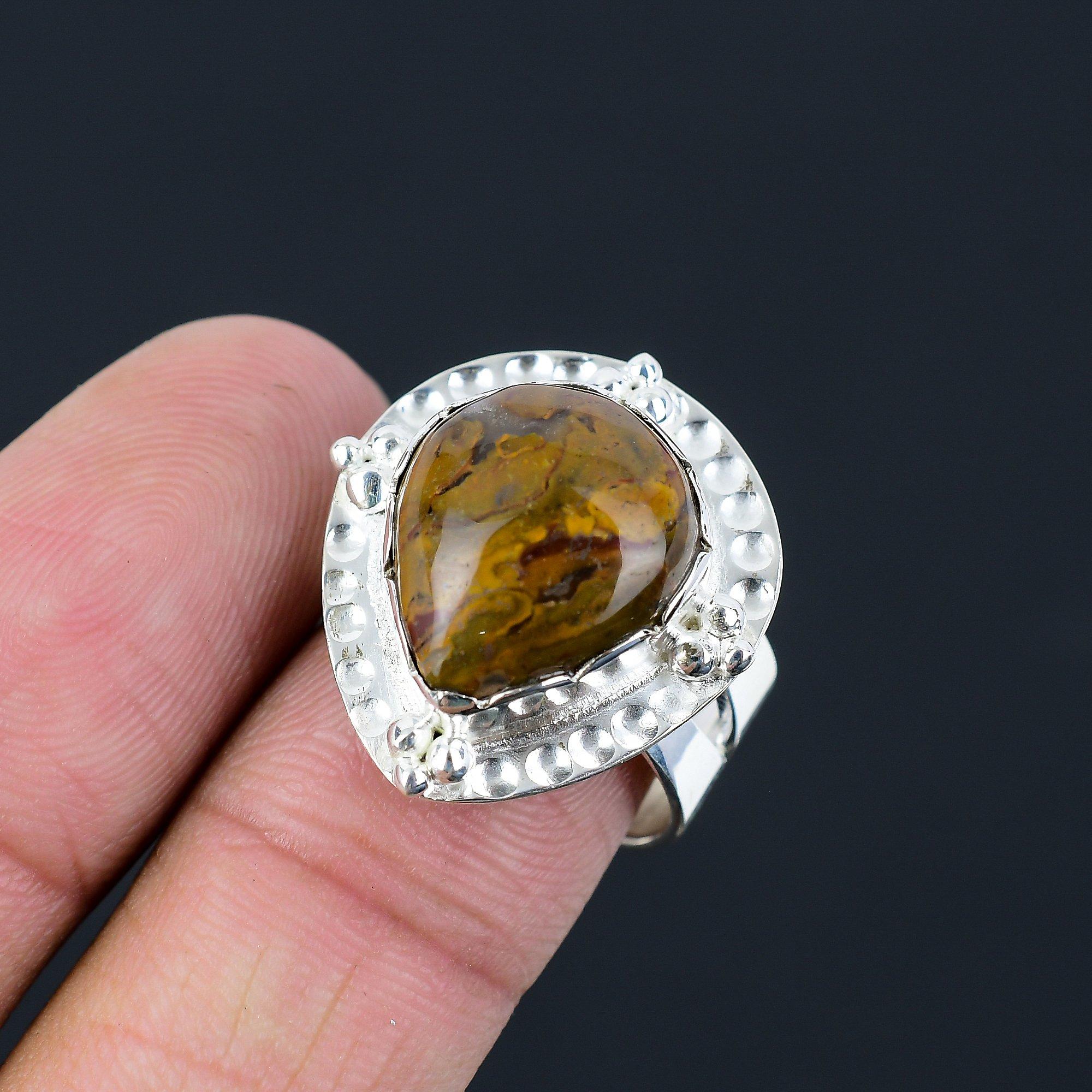 Halloween Sale Natural Fruit Jasper Sister Multi Stone Ring Jewelry 925 Silver 9