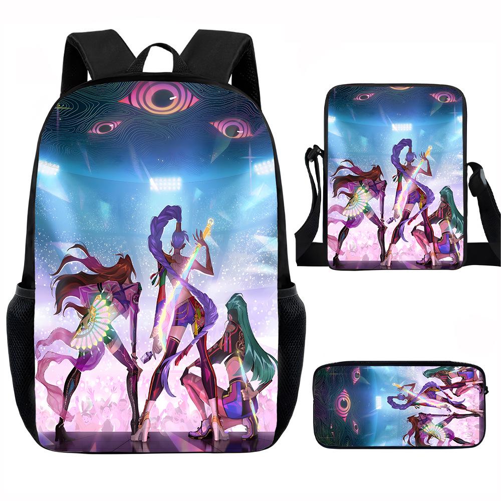 K-POP Dämonenjäger Studentenrucksack Set - 3-teilig 15-inch backpack + shoulder bag + pencil bag