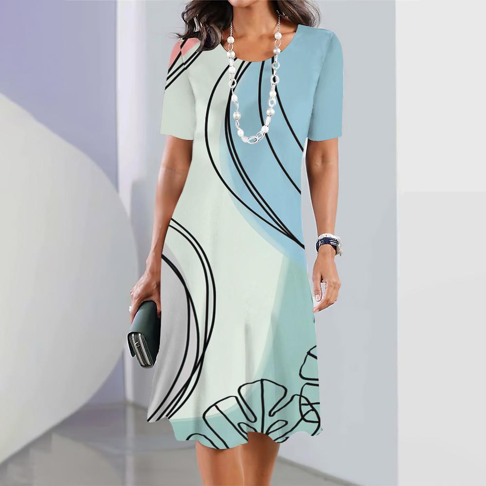 New Geometric Curve Graphic Printing Women's Dresses Elegant Dresses Summer Dresses Plus Size Women's Fashion Clothing
