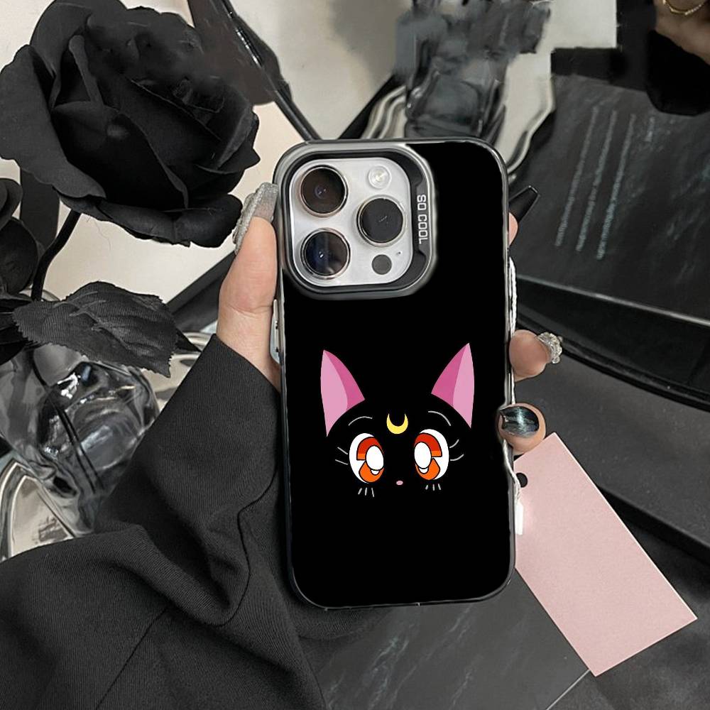 Cartoon Sailor M-Moon Phone Case For IPhone 16 17 15 14 12 13 Pro Max Black Color Shockproof Cover