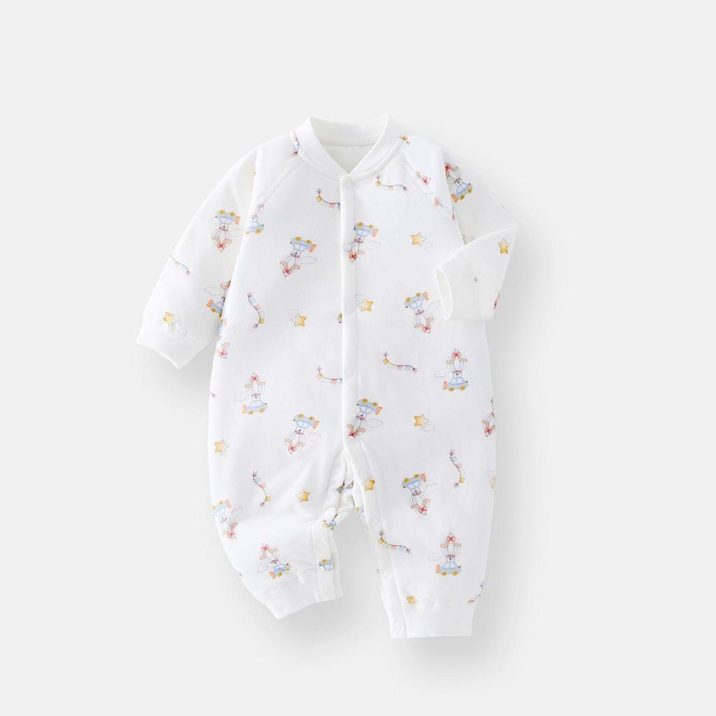 Baby Padded Romper: Warm, Boneless, Thickened Cotton, Double-Breasted, Perfect for Autumn and Winter - 40g Children's Crawling Suit