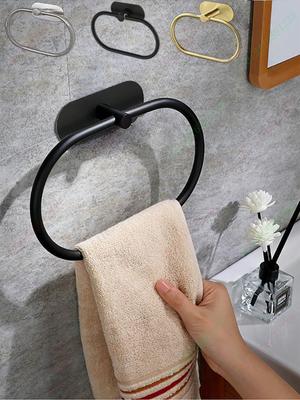 Adhesive Towel Racks For Bathroom Wall,Towel Holder,Stainless Steel Hand Towel Ring,Rack For Towel,Matte Black Dishcloth Holder Without Drilling