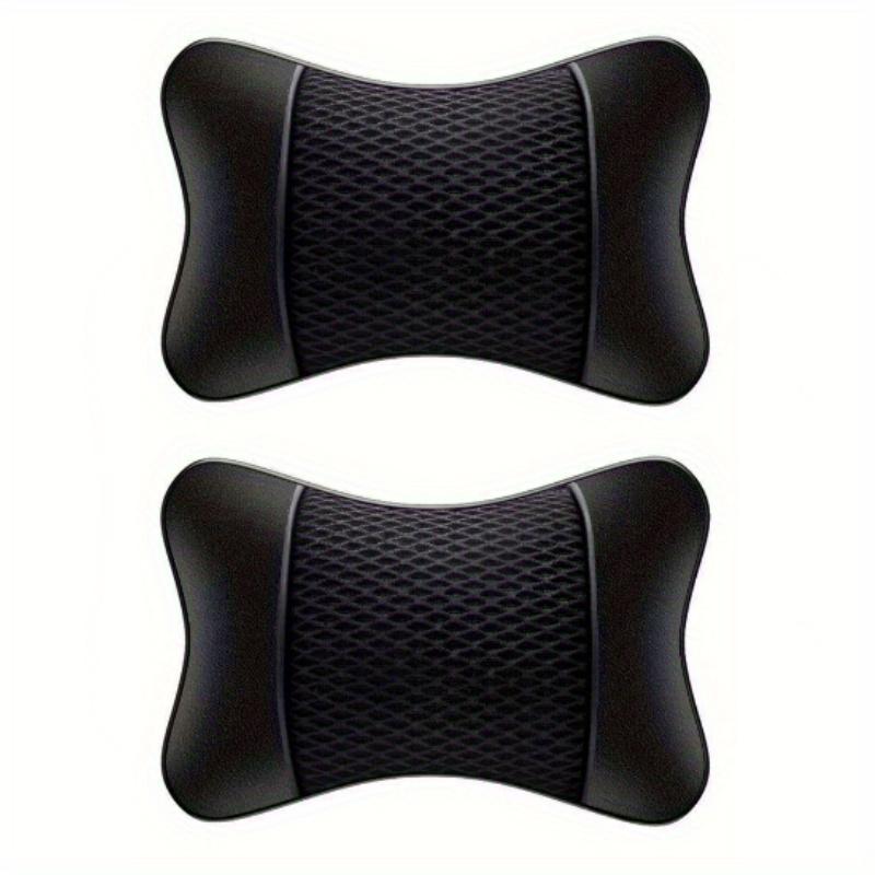 2PCS Car mesh ice silk headrest for neck protection, paired with genuine leather pillows for car neck and interior accessories