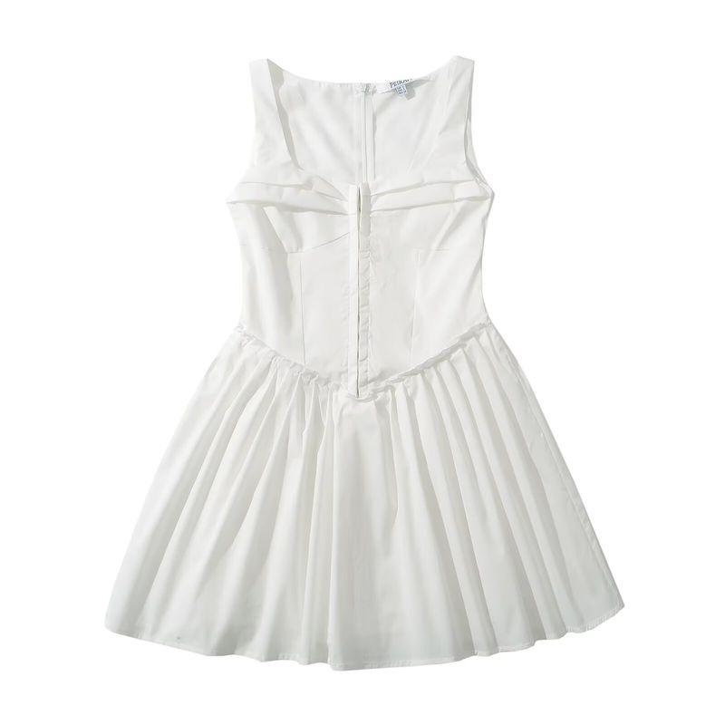 Kaslead New Arrival Women's Clothing Fashion Style Fashion Casual Minimalist Pleated Mini Sleeveless Short Dress