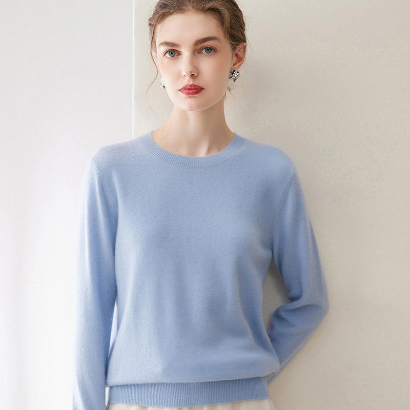 Lokasha 2026 Women's Loose Round Neck Cashmere Sweater - Autumn/Winter Knitwear Base Layer
