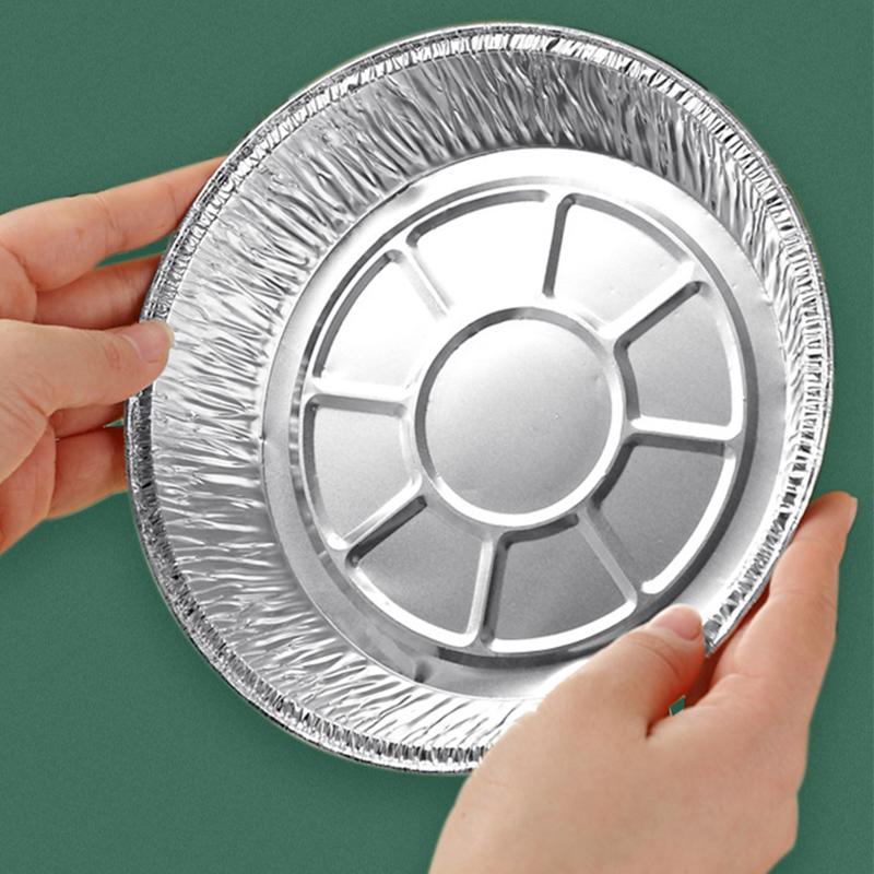 Aluminum Foil Plate Round Disposable Recyclable Containers with Straight Walls for Cooking 50pcs Deep 7 Inches