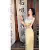 Summer Double Version Jumpsuit Cheongsam Long Skirt Jacquard Embroidery Suspender Casual Temperament