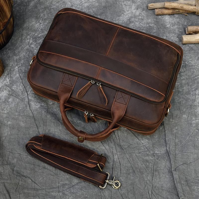 Retro Laptop Briefcase Bag Genuine Leather Handbags Casual 15.6" Business Bag Daily Working Tote Bags Men Male Bag for Documents