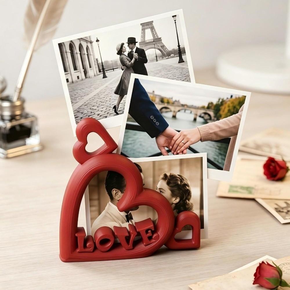 Plastic Business Card Stand LOVE Letter Design Mini Picture Frame Desktop Ornament Bedroom Decor